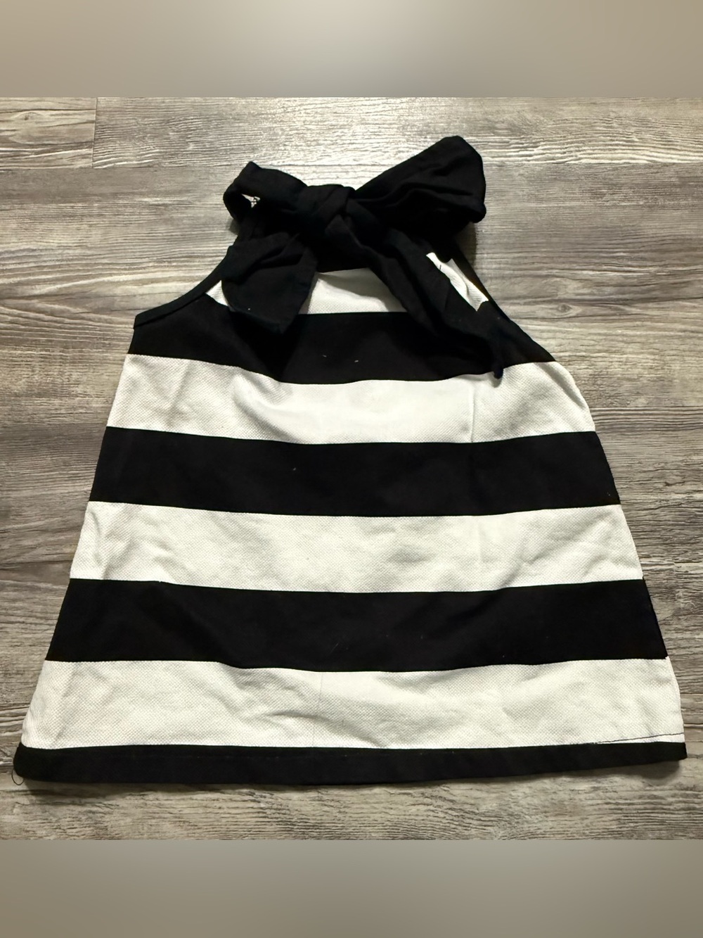 Mud Pie Baby Girl Dress 9-12M Black White Striped Pink Flower Bow - Picture 3 of 5